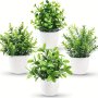 4PCS Set Of Artificial Evergreen Bonsai Plants Maintenance-free Green Quiet Home And Activity Kit Artificial Evergreen Plants In The Home And Office Pot-the Perfect