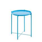 SMTE-1 Tier Colourful Metal Round Side Table tray Table coffee Table Blue With Keychain