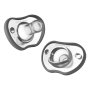 Nanobebe Newborn Pacifiers 0-3 Months Orthodontic Soft Silicon Pacifiers Flexible Lightweight & Ergonomic 2PK Gray