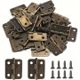 10PCS 18 X 16MM Antique MINI Hinge Jewelry Box Vintage Hinge 180 Degree Opening Strap Replacement Screws Crafts Wooden Box Jewelry Cabinet Diy Accessories