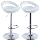 Smte Glossy Chrome Base Bar Stools White With Keychain