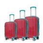 Trolley Abs Hard Luggage Bag Set - 3 Piece - Dark Red/green