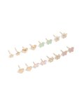 Goldair Gold Butterfly & Heart Stud Earrings 8-PACK
