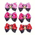 Ume Cartoon Character Hair Clips - Set Of 2 Polka Dot Polyester Bows Featuring Animated Style Icon For Daily Wear - All-season F