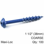 Kreg Blue Kote Pocket Hole Screws 38MM 1.50' 8 Coarse Thread Mx Loc 1