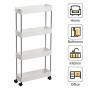 Spacekeeper Slim Rolling Storage Cart 4 Tier Bathroom Organizer Mobile Shelving Unit Storage Rolling Utility Cart Tower Rack For Kitchen Bathroom Laundry Narrow Places White