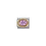 Composable Classic Link In Gold With Pink And Oval Stones