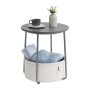 Dover Round Side End Table With Fabric Basket