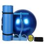 Fitness Equipment Yoga Mat Pilates Ball Ankle Puller Set - Blue - 5-IN-1