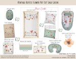 Cot Duvet Bedding Vintage Rustic Flower Pot Set Sage Green