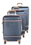 Smte Luxury 3-PIECE Black Abs Luggage Set Rose Gold Accents & Spinner Wheels With Keychain