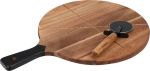 Acacia Pizza Cutting Board C w Pizza Cutter- DIA:30CM