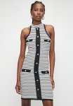 Sissy Boy Micah: Fitted High Neck Dress With Button Details - Black & White