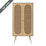 Rattania Black Drinks Cabinet