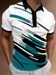 Stylish Stripe Print Men's Casual Button Up Short Sleeve Lightweight Shirt Men's Shirt For Summer