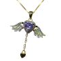 Angel Wings Blue Purple Heart Pendant With Tassel