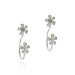 Two Part Blossom Earrings - White Gold Vermeil