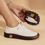 Elegant Women's Casual Fashion Sneakers - All-season Low Top Slip-on Walking Shoes With Non-slip Rubber Sole Breathable Pu Upper