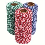A Roll Of 100M 3937INCH Two-color Cotton Rope 2MM Handmade Diy Braided Rope Holiday Gift Box Packaging Rope Label Rope Christmas