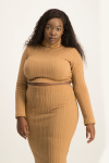 Kora Poloneck Cropped Top - Latte - XL