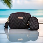 Preppy Style Pu Leather Crossbody Bag Set With Adjustable Strap Polyester Lining MINI Quilted Pattern - Lightweight Going Out Sh