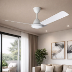 Whirlwind 3 Blade Ceiling Fan With Wall Controller - Black White - White