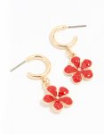 Goldair Gold Red Flower Hoop Earrings