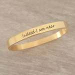 Kiera Petite Personalized Gold Stainless Steel Clip Open Bangle Size: 55MM Diameter Ready In 3 Days