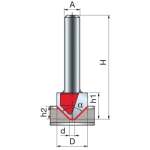 V-groove Router Bit D-19.05MM X H1-12.5MM X H2-6.0MM X H-50.8MM X C-2.5MM X A-108 X A-8MM 21-14608P