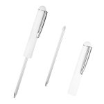 2 Pcs MINI Pocket Screwdriver With Magnetic Slotted Tips Reversible Double Ended Bit - Phillips And Flat Head White