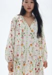 Tie-detail Dress - White Floral