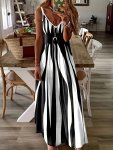 Abstract Print Maxi Dress Casual Sleeveless Spaghetti Strap Dress Women's Clothing