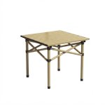 Portable Folding Aluminium Camping Table 52 52 50 Cm Lightweight Outdoor Picnic Table With Carry Bag Light Brown
