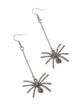 Gunmetal Spider Chain Drop Earrings