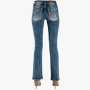 Womens Classic Plaid Bootleg Jeans Blue - 42