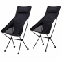 2-PACK Ultralight Portable Camping Chairs With High Backs And Head Pillows