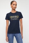 Sissy Boy Abigail: Regular Fit Multi-technique Logo Top - Navy