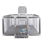 Baby Playpen With 30 Ocean Balls Basketball Hoop & Football Net Toddler Ball Pit Indoor Play Yard For Crawling Climbing And Safe