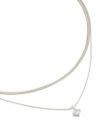 Waterproof Stainless Steel Round Cubic Zirconia & Snake Chain Layered Necklace