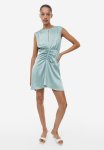 Draped Satin Dress - Turquoise