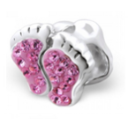 C35-5258P - 925 Sterling Silver Baby Feet European Charm Pink - Baby Feet With Pink Stones