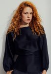 Cr Pe Satin Blouse - Black
