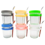 6 Pack Overnight Oatmeal/meal Prep Jars With Lids And Spoons 300ML