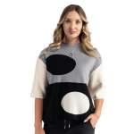 Circle Print Oversized Knit Top - Cream Free