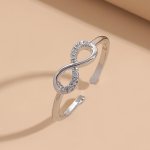 1PC Chic Cuff Ring Trendy Infinity Design Paved Shining Zirconia Match Daily Outfits Party Accessory Adjustable Ring
