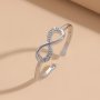 1pc Chic Cuff Ring Trendy Infinity Design Paved Shining Zirconia Match Daily Outfits Party Accessory Adjustable Ring