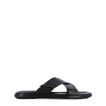 Slip On Leather Sandal -black