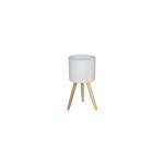 White Ceramic Planter With Stand - Medium