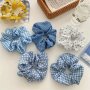 5pcs Elegant & Simple Style Hair Ties Sweet Floral And Polka Dot Scrunchies French Style Hair Accessories Large Intestine Circle Hair Bands
