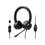 Port Connect USB Headset 1.8M Cable With MIC And Padded soft Cushions Black